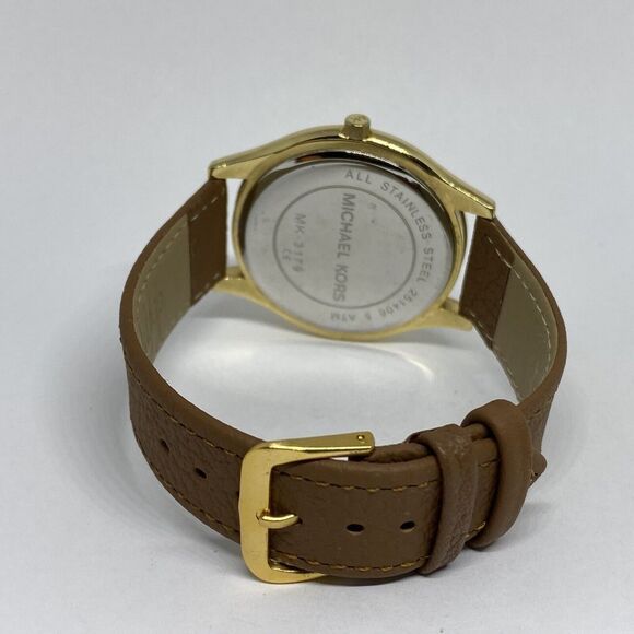 Michael Kors Runway MK3179 Men's Brown Leather Analog Dial Quartz Watch EY653 - Picture 10 of 12